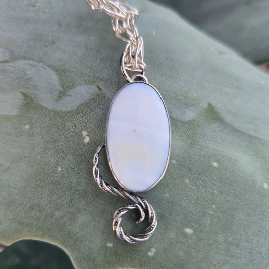 White Agate Windswept Pendant in Hand-Forged Sterling Silver