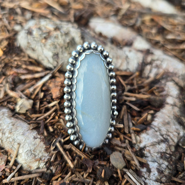 sterling silver and white moonstone statement ring front view