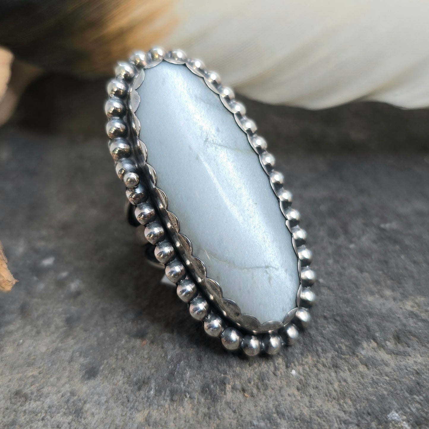White Moonstone Statement Ring (One of a Kind) — Size 7