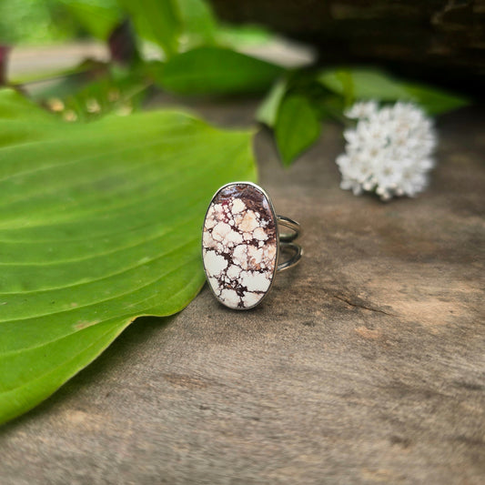 Wild Horse Jasper Wrapped Split Shank Sterling Silver Ring