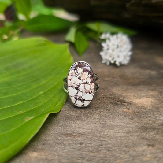 Wild Horse Jasper Wrapped Split Shank Sterling Silver Ring