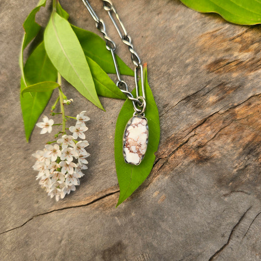 Wild Horse Jasper Dimensional Scalloped Sterling Silver Pendant