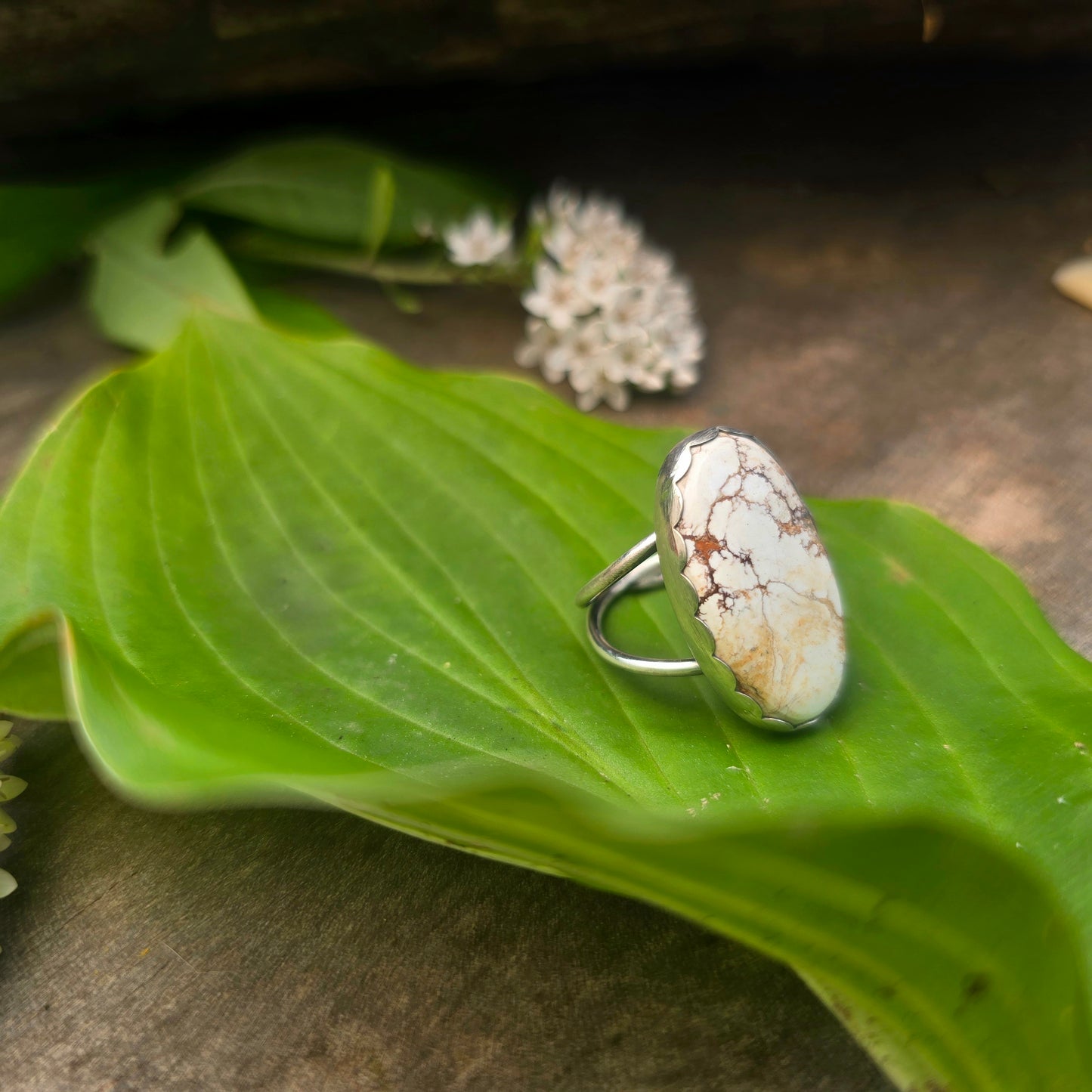 Wild Horse Jasper Wrapped Split Shank Sterling Silver Ring