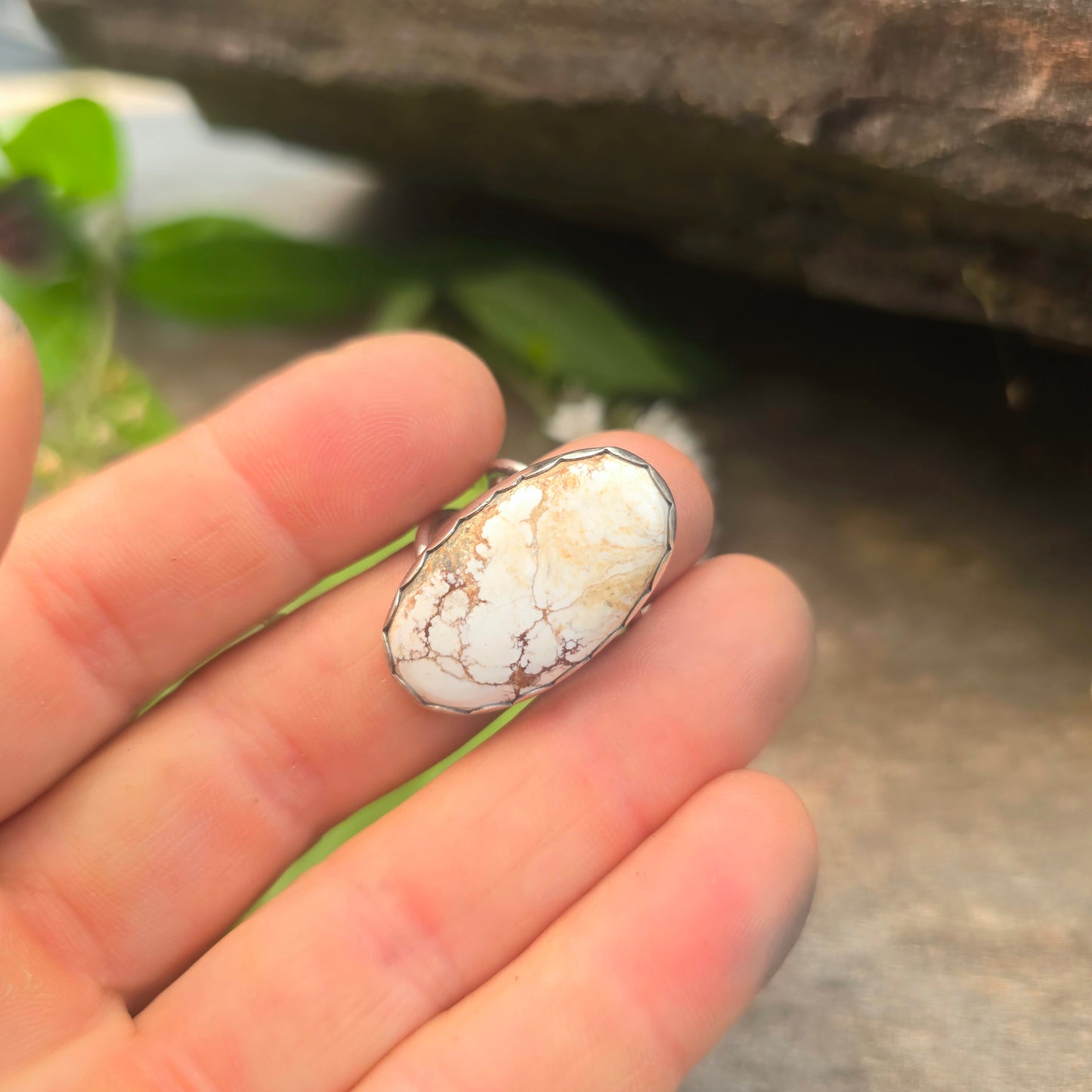 Wild Horse Jasper Wrapped Split Shank Sterling Silver Ring