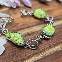 Load image into Gallery viewer, sterling silver swirl and yellow bracelet
