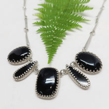 Load image into Gallery viewer, 5 Cabochon Black Onyx Necklace
