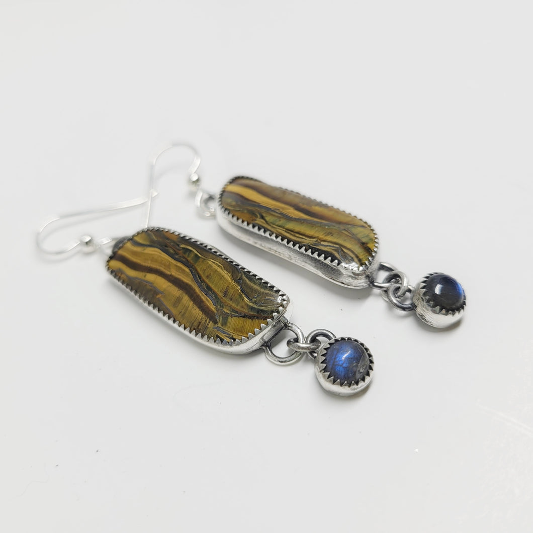 Tiger Iron and Labradorite Earrings