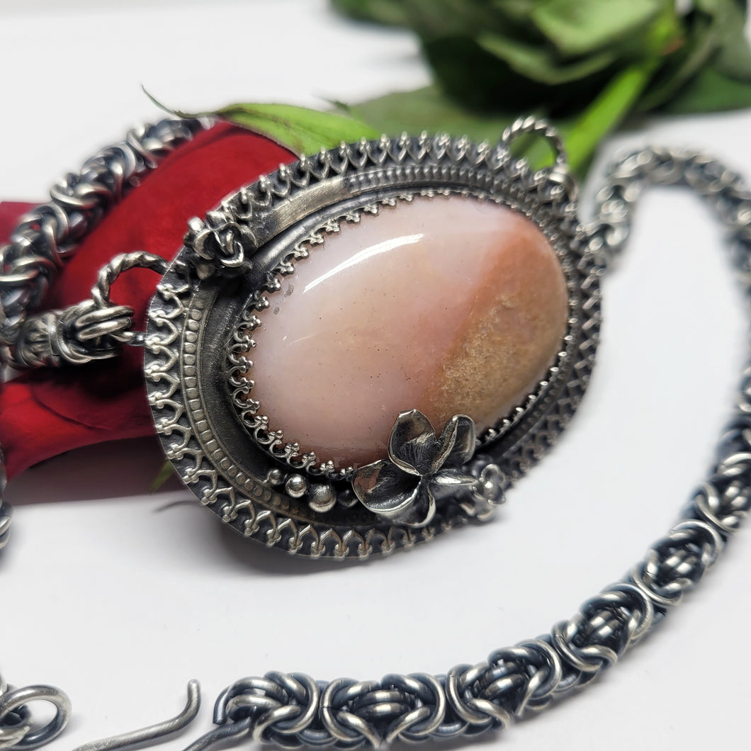 Pink Opal Victorian Style Necklace