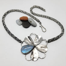 Load image into Gallery viewer, Rainbow Moonstone Flower and Byzantine Necklace
