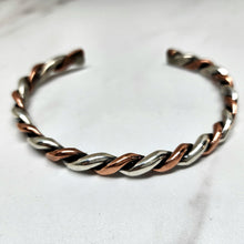Load image into Gallery viewer, Copper and Sterling Twisted Cuff
