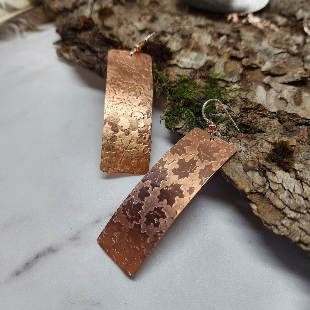 Long Copper Maple Earrings