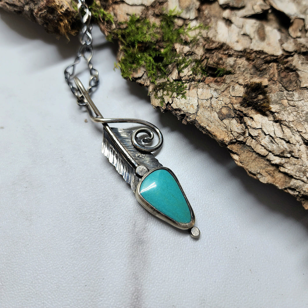 Turquoise Tipped Feather Pendant