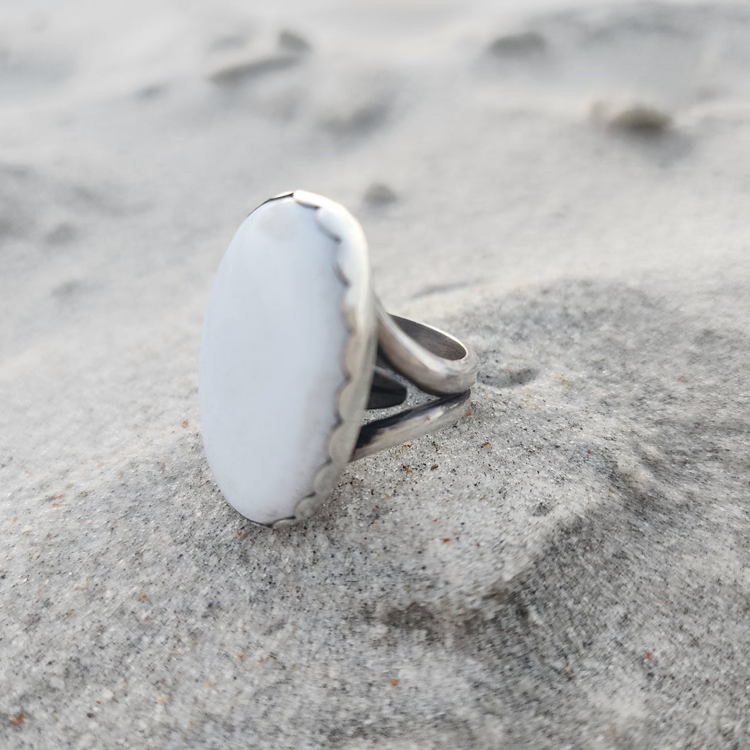 White Agate Heavy Duty Adjustable Ring