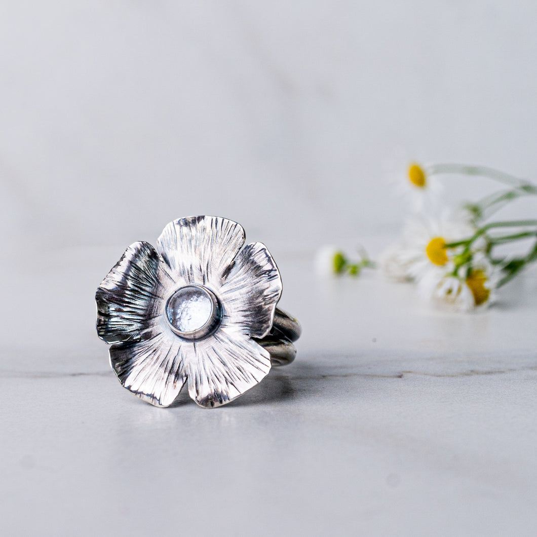 Stonehouse Dew Drop Flower Adjustable Ring