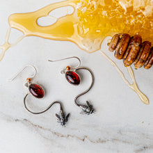 Load image into Gallery viewer, Bee Buzzing Away Amber Earring
