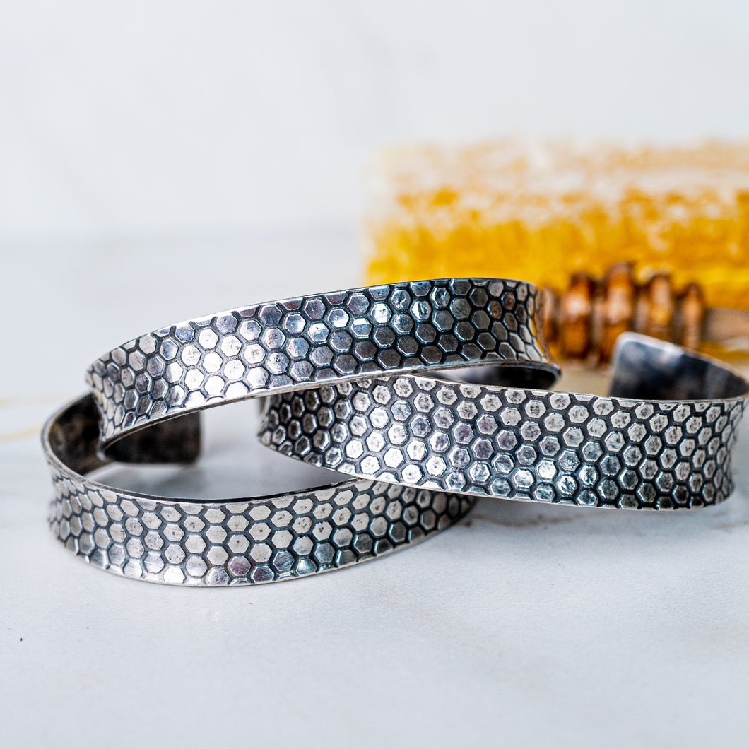 Sterling Silver Honeycomb Cuff