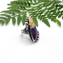 Load image into Gallery viewer, Dusty Purple and Calm Yellow Mookaite Ring
